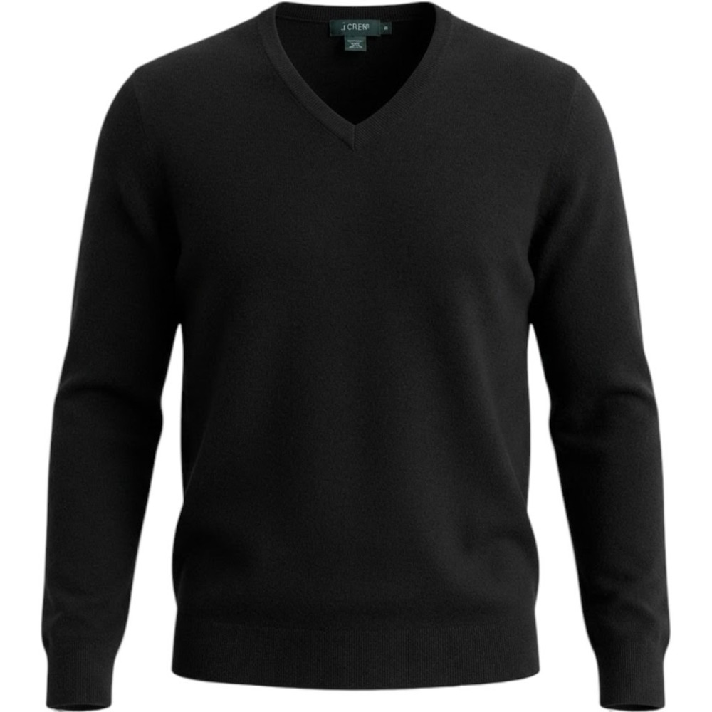 Vintage J.Crew V Neck Sweater Black 100% Merino Wool Mens Medium 2004